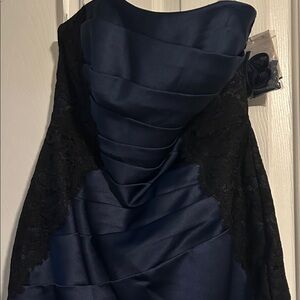 David's Bridal Navy and Black Strapless Dress